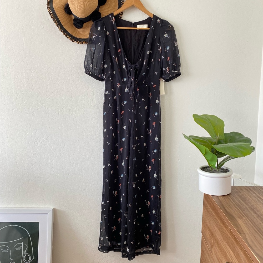 Anthropologie Black Floral Jumpsuit NWT